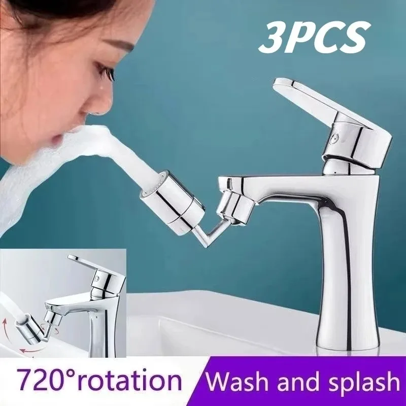 720° Rotating Faucet Extender - Universal Water-Saving Aerator Adapter with Splash-Proof Design for Kitchen/Basin, ABS Plastic