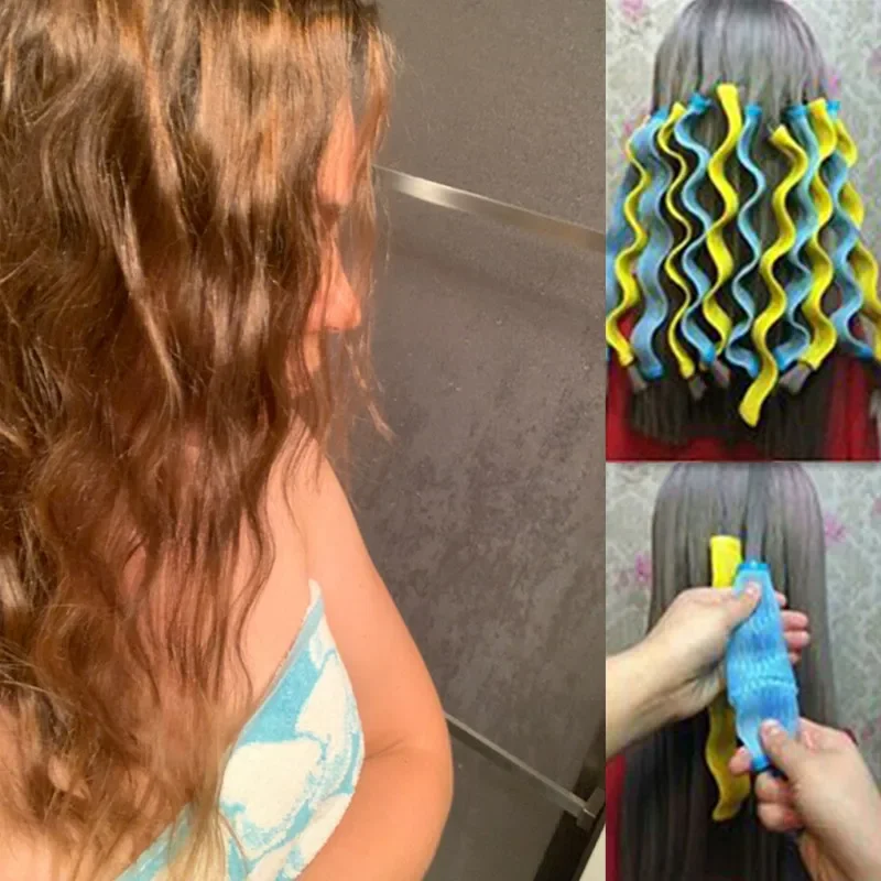 Heatless Curling Rod Headband No Heat Silk Curls Ribbon Hair Rollers Sleeping Soft Headband 12pcs Hair Curlers Styling Tool