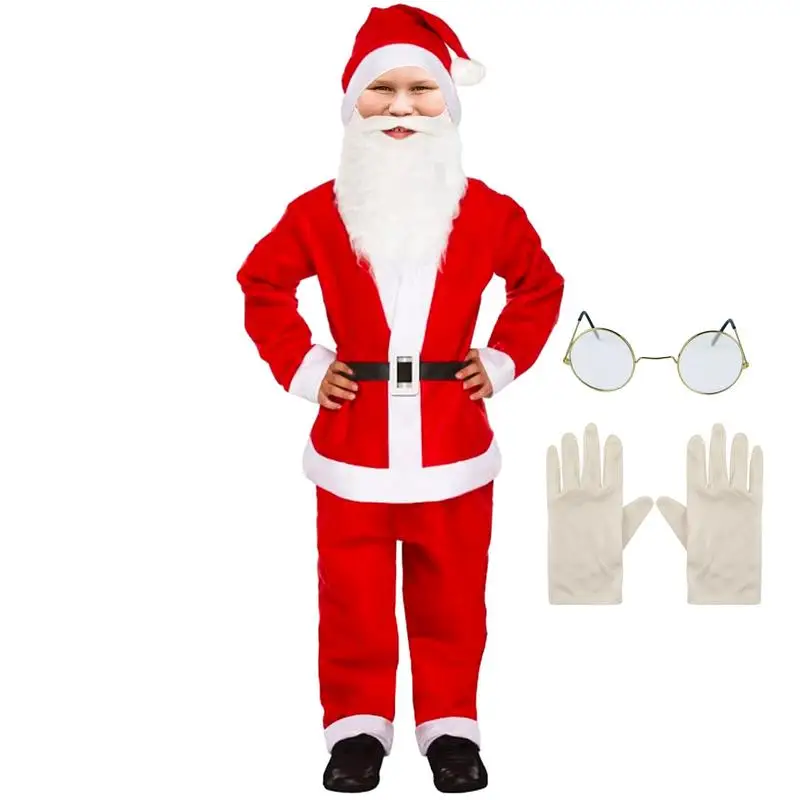 

Santa Claus Cosplay Costume Christmas New Year Boys Costumes Deluxe Classic Set Carnival Party RolePlay Suits