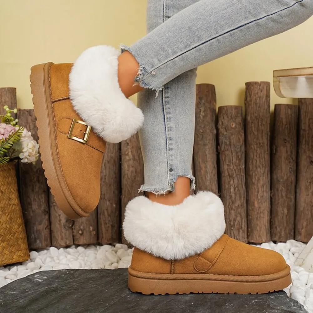 Women's Winter Snow Boots Thicken Plush Warm Cotton Suede Ankle Non-Slip Platform Casual Boot 2025 New Style Warmth