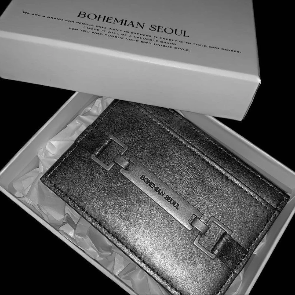 Lux Genuine Leather Korea Bohemian Seoul Wallet Card Wallet Women Men Luxury Card Holder Accessory leather wallet