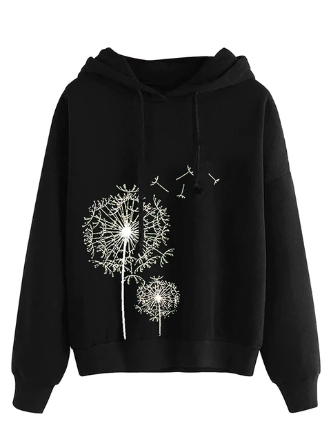 S-3XL New Women Sweatshirt Hoodies Ladies Girls Hooded Dandelion Printed  Casual Pullovers Long Sleeve Autumn Spring Sweatshirts - AliExpress