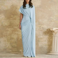 Modern Evening Dress فساتين سهره Customized Round Neck with Cape Pleat Ruched Sheath Arabian Prom Gown Formal Dresses - Image 5