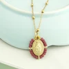 Collier ras du cou pour femme avec pendentif Vierge Marie, chaîne en acier inoxydable couleur or, perles de rocaille, style bohème blanc, noir, rose
