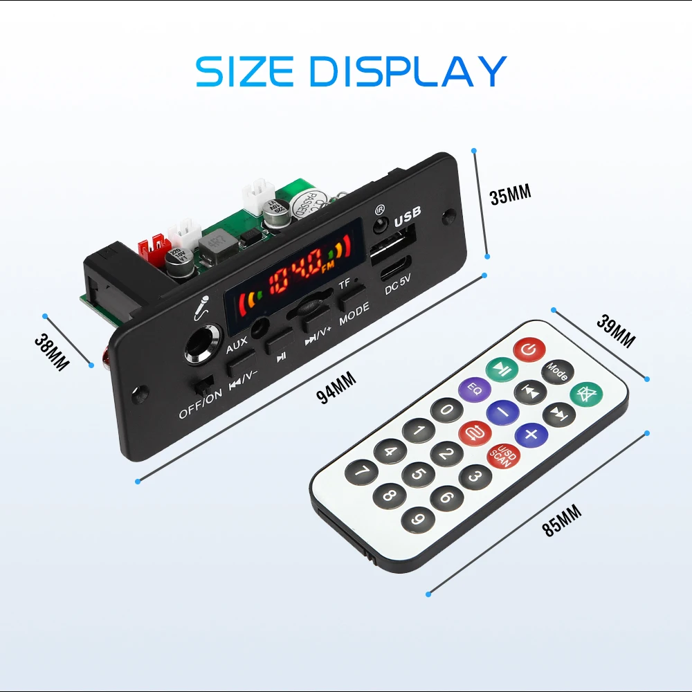 MP3 MP4 Player 2*3W Amplifier DIY MP3 Decoder Board Bluetooth Music Player Car FM Radio Module