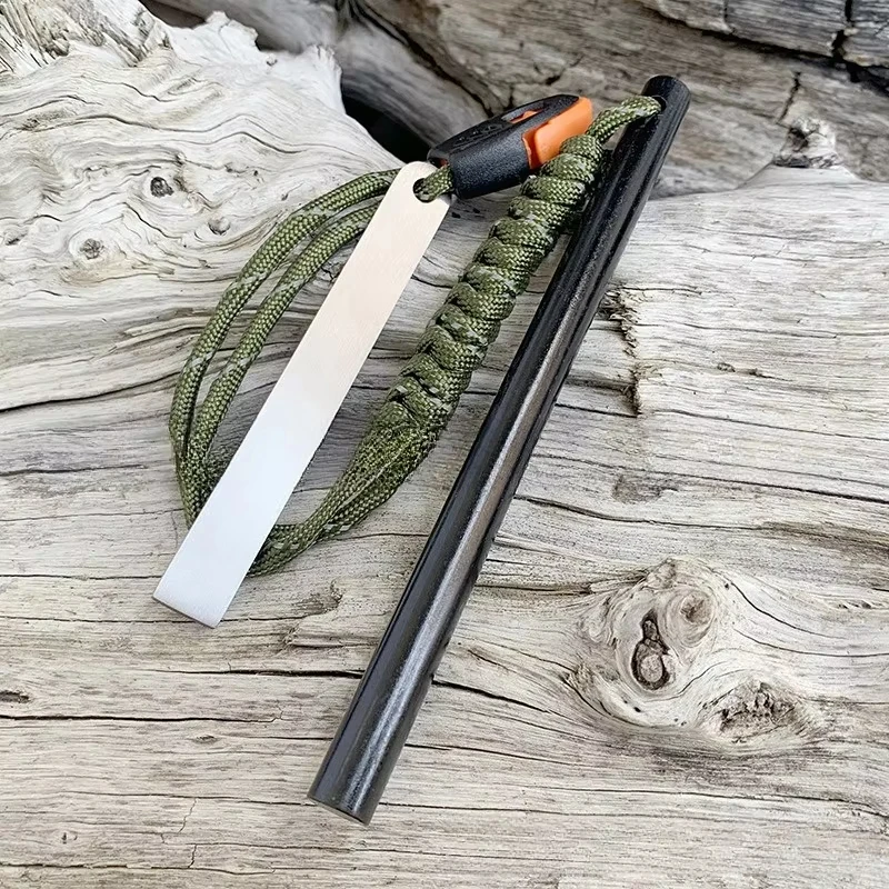 10*150mm Outdoor Flint Magnesium Rod White Steel Scraper Whistle Camping Gnition Flint Rod EDC Survival Fire Starting Tool