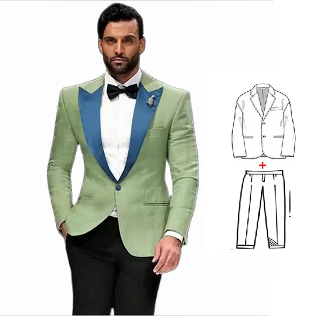 New 2 Piece Suit for Men Peak Lapel One Button Slim Fit Groomsmen