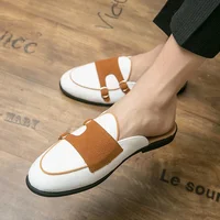 Suede Leather Shoes Men's Casual Luxury Brand Handmade Muller Loafers Men Slip-On Flats Driving Dress Shoes Half Slippers 38-48 2