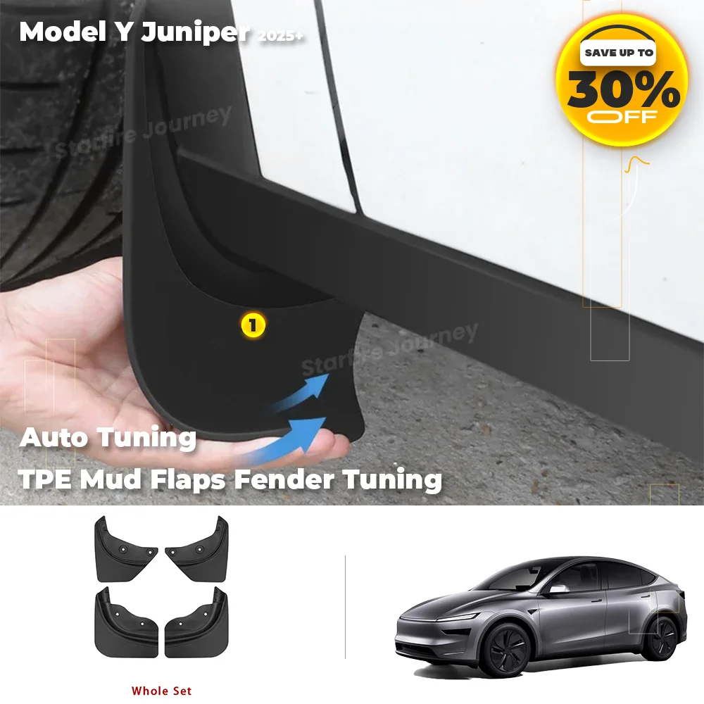 Garde-boue Anti-éclaboussures Pour Tesla Model Y 2025 - 4 Pièces - Noir ABS - Protection Roues Et Carrosserie