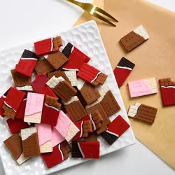 10Pcs Love Chocolate Charms Simulation 3D Dessert Food Mini Ornament Handmade Material Flat Back DIY Phone Case Accessories Deco