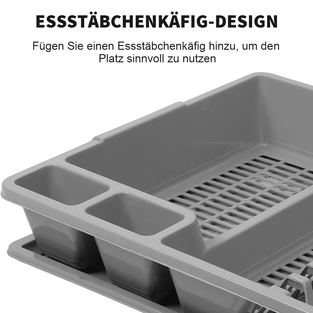 1 Stück Geschirrtrockner Küchenutensilien-Abtropfgestell mit Abtropfkorb Arbeitsplatten-Geschirrorganizer Küchen-Aufbewahrungsregal – Detail 5