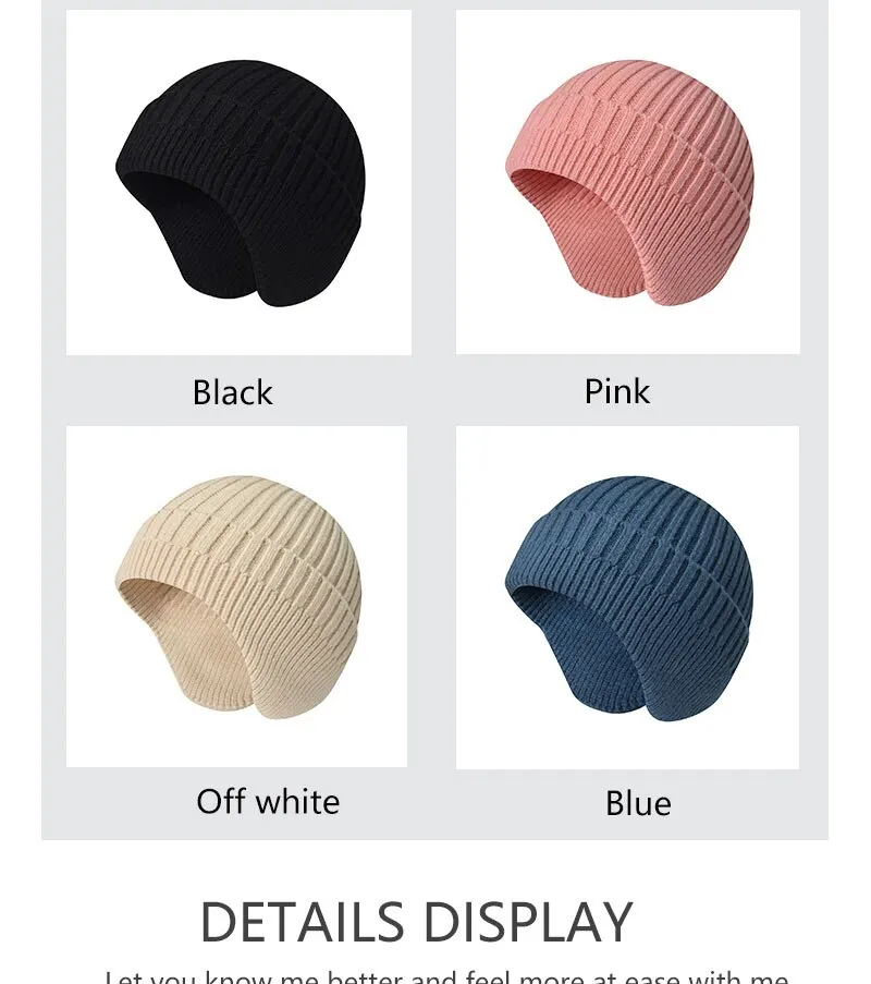 Winter Männer und Frauen Gestrickte Woolen Mode Im Freien Einfarbig Verdickt Warme Ohr Schutz Reiten Kalten Abdeckung Hut_voghion.com