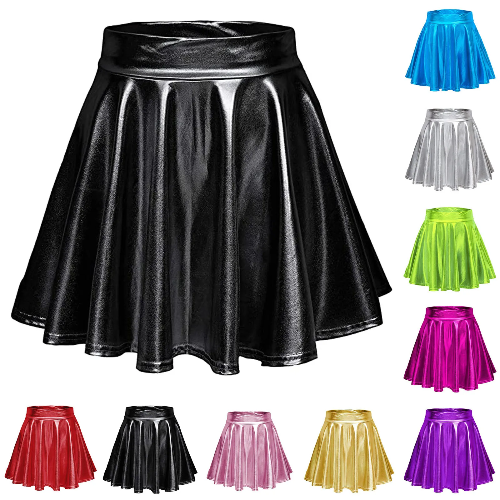 

A-Line Shiny Mini Fashion Casual Flared Women'S Pleated Skirt Skirt Women Midi Skirts Pockets Workout Skirts Shorts