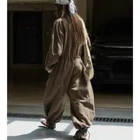 Johnature Fashion Japanese Fall 2025 New Relaxed Waist Wide-leg Casual Loose Jumpsuit Breathable Bodysuits For Women - Image 6