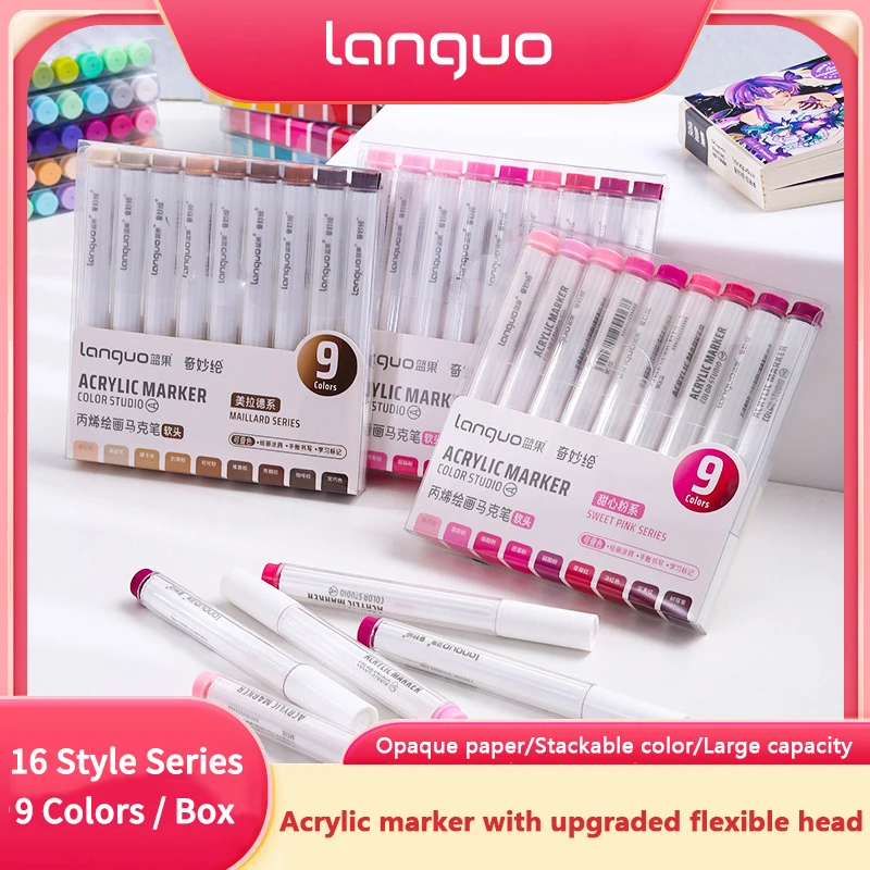 Acrylic Paint Marker Set Languo 144 Colors Art Markers Painting Drawing Pen Graffiti for Stone Disc Card Shoe Glass Art Supplies 2