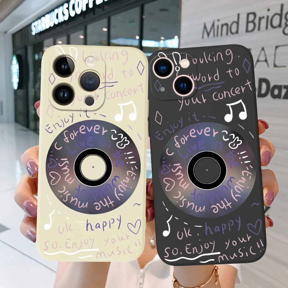 Custodia Per Iphone 15 14 13 12 11 Mini Pro Max 6 6S 7 8 Plus X 10 Xr Xs Cover Per Telefono Silcone Music Cd
