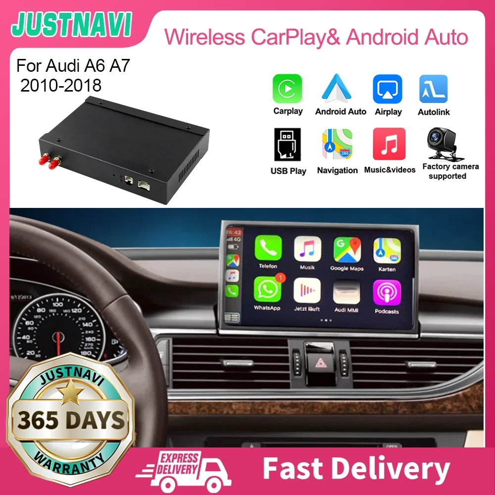 Justnavi Wireless Apple Carplay Android Auto Per Audi A6 A7 2010-2018 Car Multimedia Radio Video Player Navigazione Gps Airplay