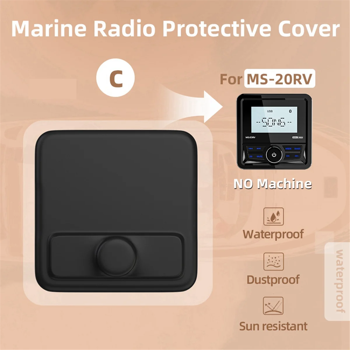 For Marine Radio Cover MP3 MP5 FM Boat Radio Soft Silicone Protector Waterproof Suit for UTV ATV SPA RZR A