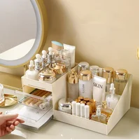 NEW Transparent Drawer Style Makeup Box,Dormitory Organizer Plastic Cosmetics Skincare Dressing Table Desktop Storage Box 1