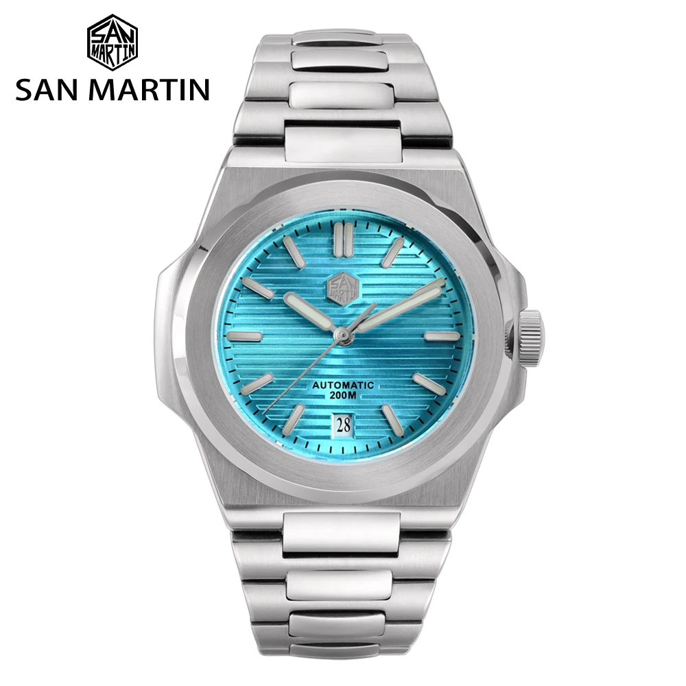 San Martin Luxury Business Watch Men Sapphire Crystal Orologi Meccanici Automatici In Acciaio Inossidabile 20Bar Luminous Diver