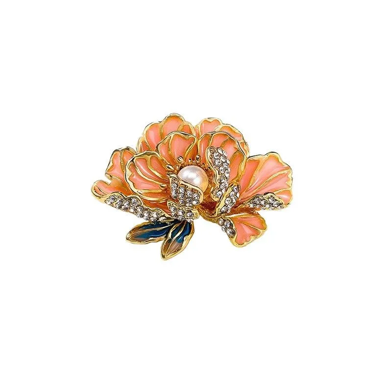 Gold Metal Enamel Flower Lapel Pins for Business
