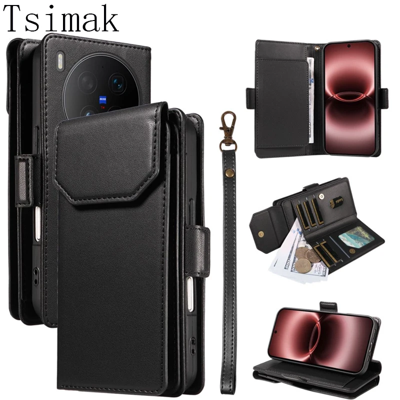 Premium Flip Leather Wallet Case with Multi-Card Zipper Cover