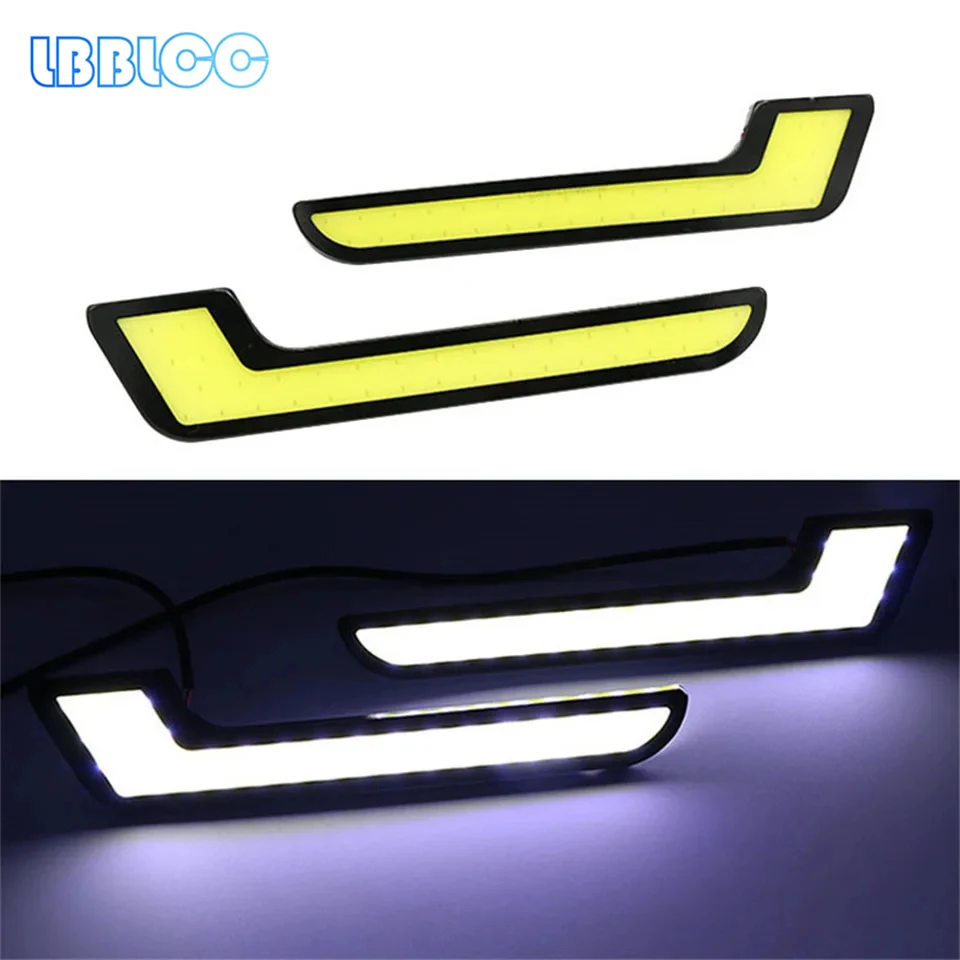 

1Pair L-Shape High Power COB DRL Car LED Daytime Running Lights Fog Lamp White DC12V