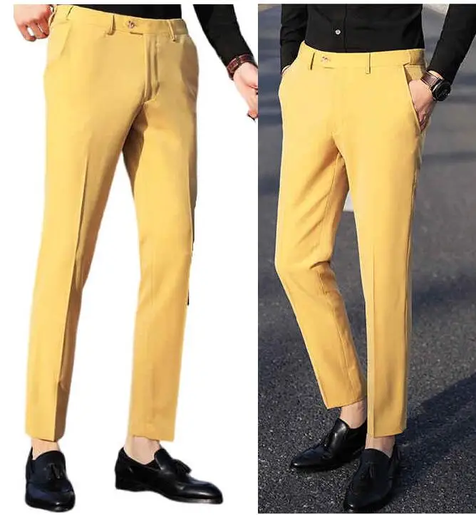 Business Casual Formal Suit Pants Slim Fit Dress Office Trousers Dress Formal Suit Pants Candy Color Casual Pants
