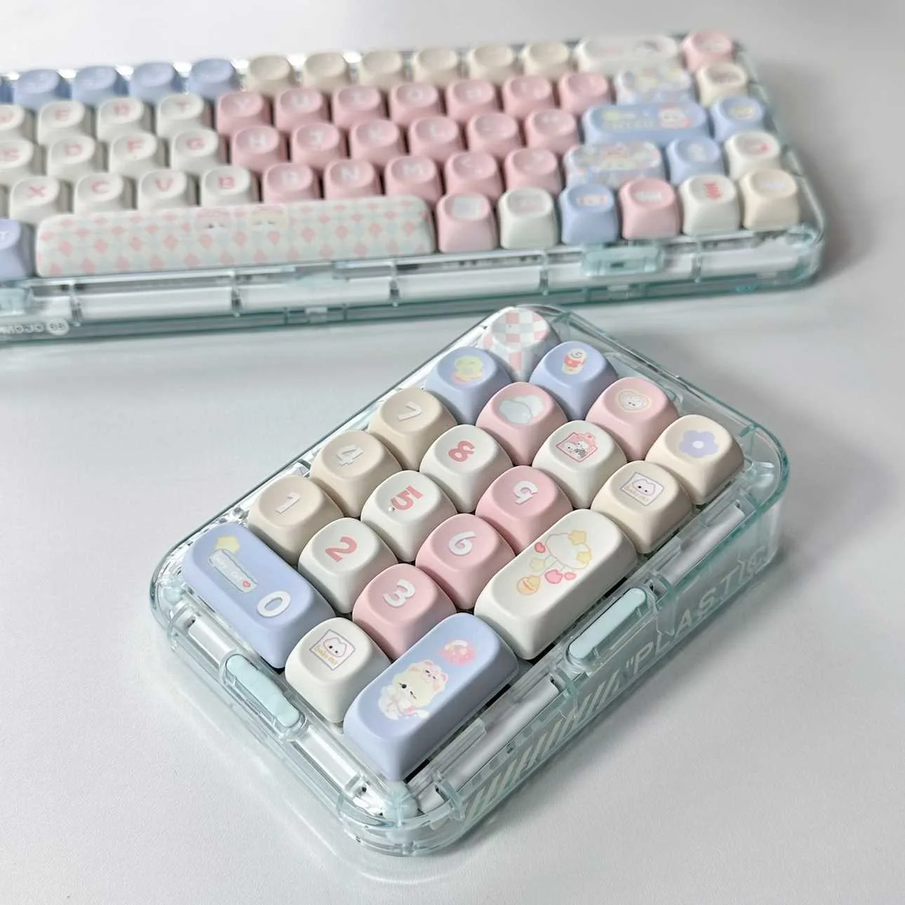Cute Pink Cat Keycap Keycaps Teclado Mecânico Pbt Moa Altura Faça Você Mesmo Criativo 61 87 104 108 140 Chaves - Imagem 4