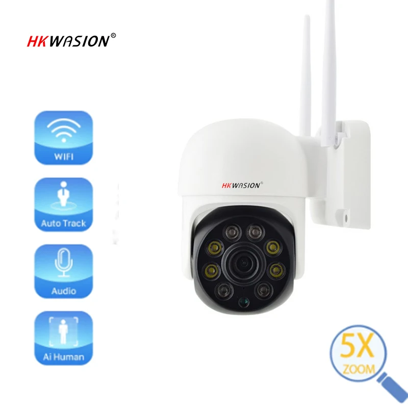 Hkwasion Hd Ptz Camara Vigilancia Wifi, Telecamera Wifi, Iptv, App Impermeabile Ip66 Per Interni Ed Esterni Tuya