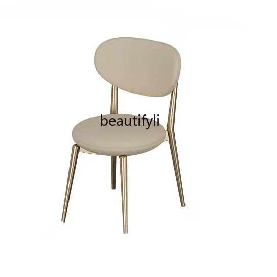 

Итальянский роскошный обеденный стул из натуральной кожи для ресторана, современный минималистичный первослойный стул из воловьей кожи из нержавеющей стали