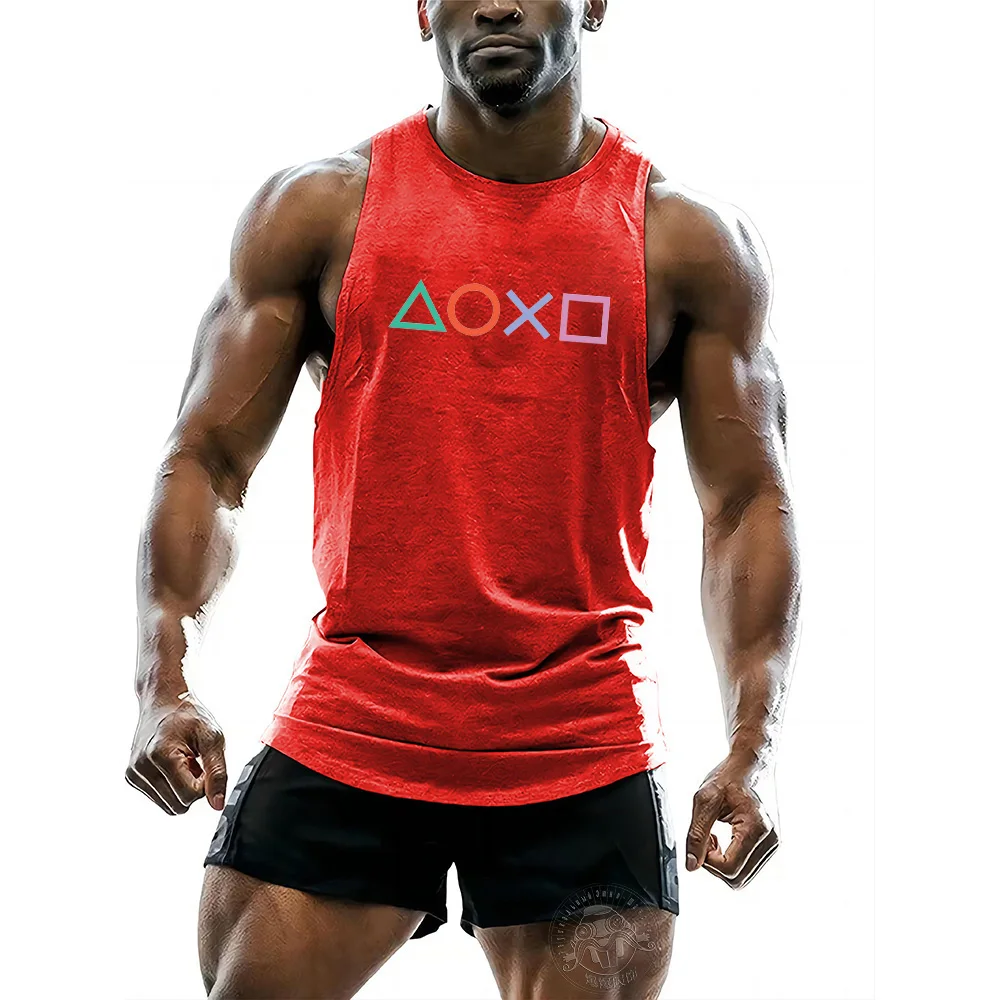 Description Picture 5 of itemSummer Fashion Outdoor Sport Style Math 2D Geometry Printed tank Tops Men's crew-neck Breathable Sport sleeveless tank tops