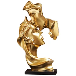 MOONBIFFY Small Resin Lovers Crafts Sculpture Statue Kiss Couple Ornaments Home Wine Cabinet Desk Decoration Car Interior Decor