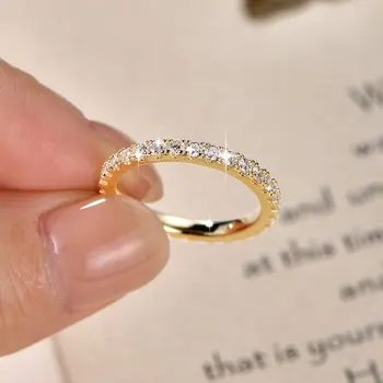 Lnngy 14k Gold Filled Wedding Band For Women Certified D Color VVS1 Lab Created 2mm Moissanite Eternity Ring Sparkling Jewelry 1