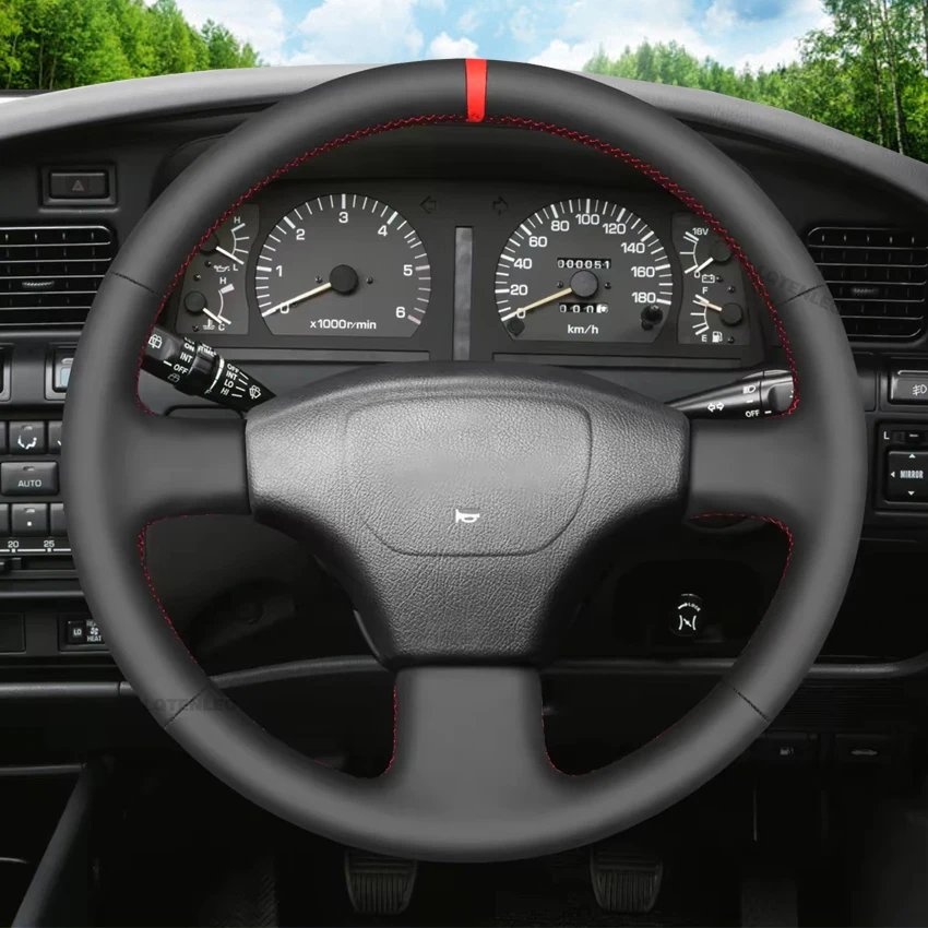 ブラックフェイクレザー車のステアリングホイールカバートヨタ
