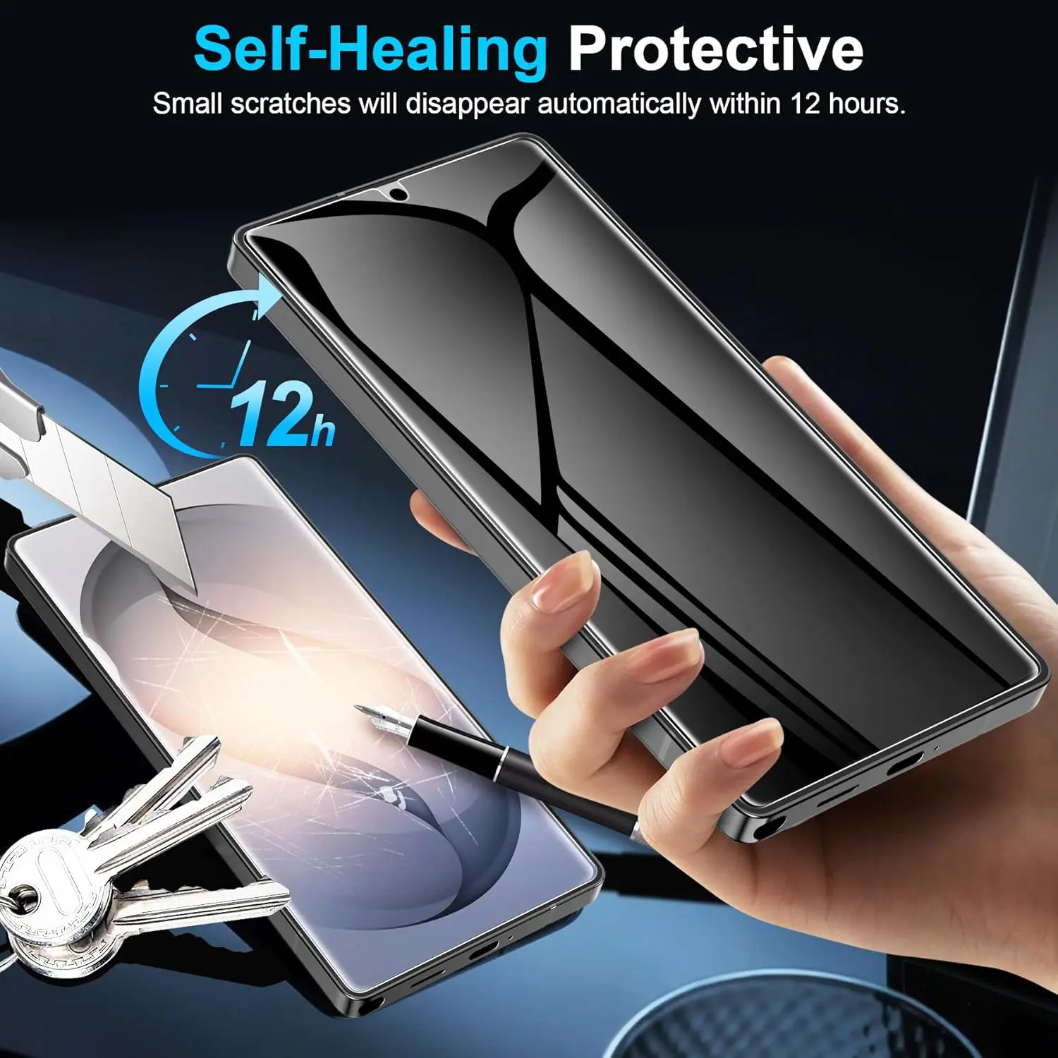 2-Pack Privacy Screen Protector Film, Anti-Spy & Scratch-Resistant, Sensitive Touch