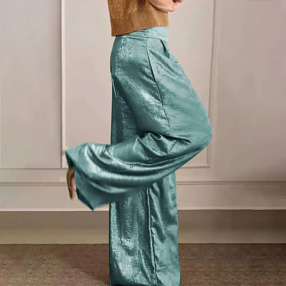 Women Retro Suit Stylish Women's High Waist Wide Leg Pants Set with V Neck Top Casual Commute Outfit Blouse Set for Fashionable