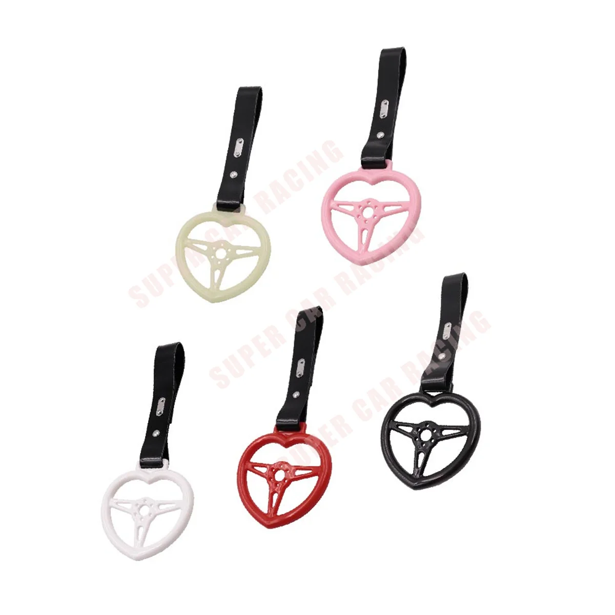 Jdm Heart Steering Wheel Shaped Tsurikawa Grow In Dark Car Handle Strap