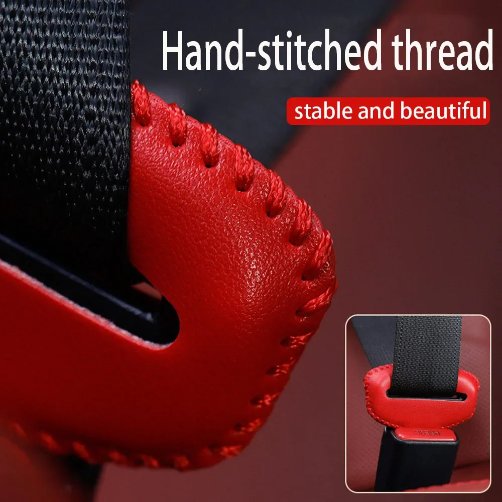Seat Belt Covers 1PCS Universal Car Seat Belt Buckle Cover Protector Anti-collision Case PU Leather Protection Wear Car Interior Accessories