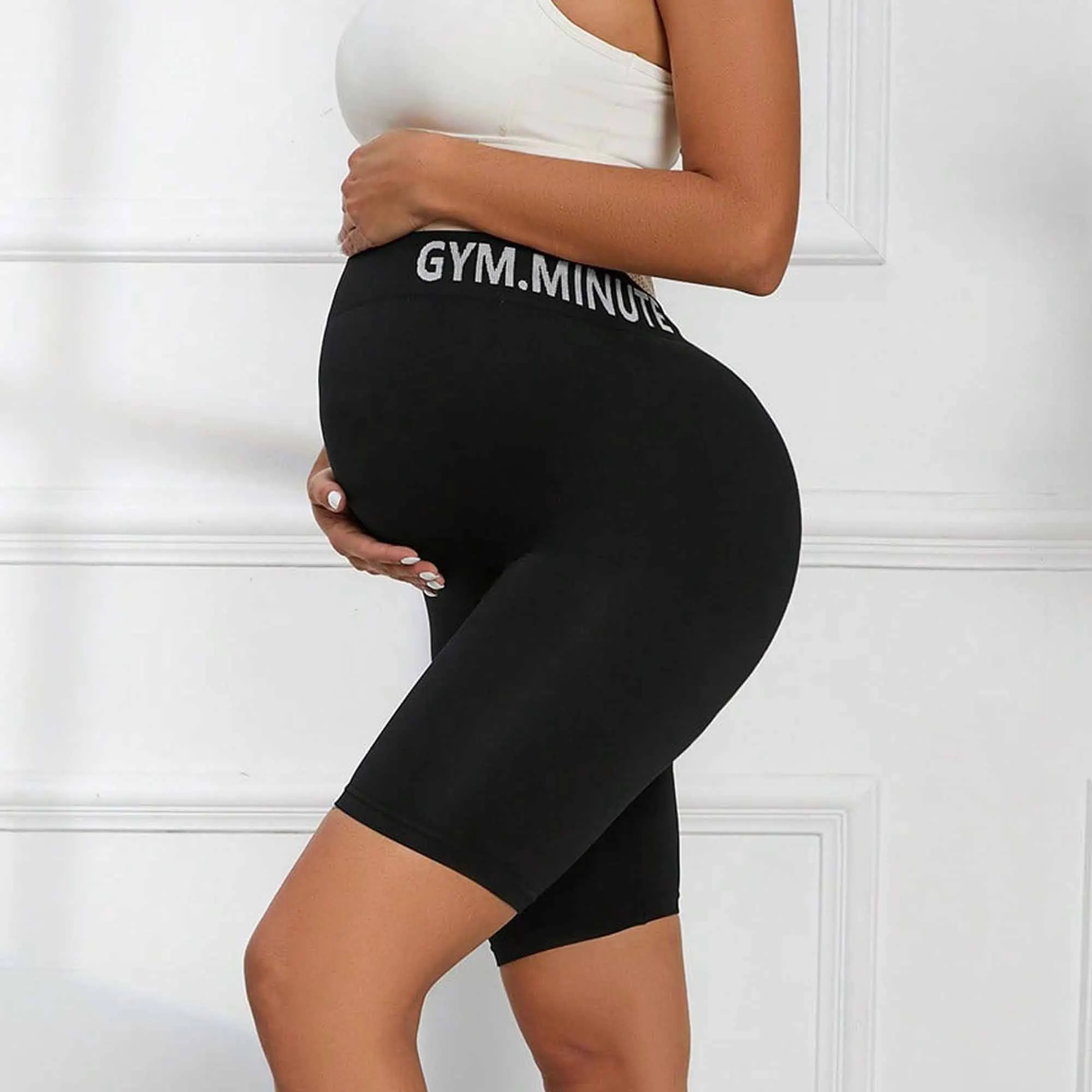 

Pregnancy Short Pants High Waist Elasticity Pregnancy Shorts Maternity Shorts Over The Belly Workout Yoga Active Athletic