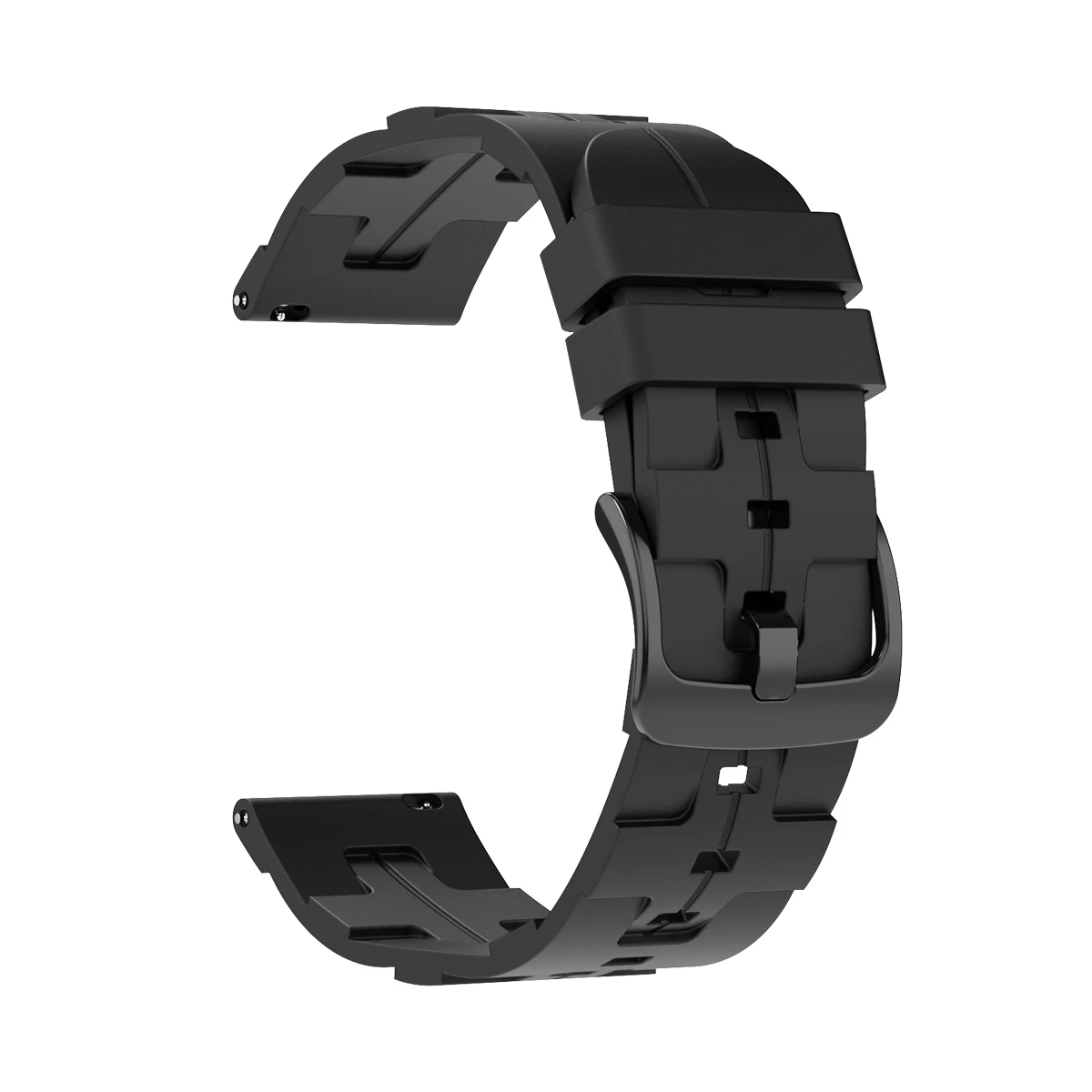 22mm Replacement Silicone Strap - Universal Wristband Bracelet in Black