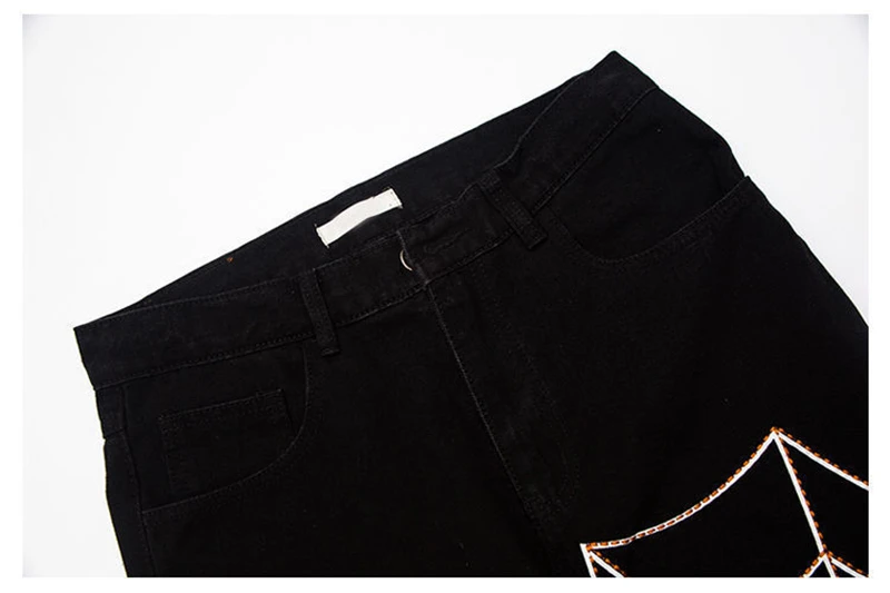 paige jeans Women's Jeans Hip hop Gothic Spider Web Printed Wide Leg Casual Straight Trousers Punk Street Pants Harajuku Jeans Y2K Clothes black mom jeans