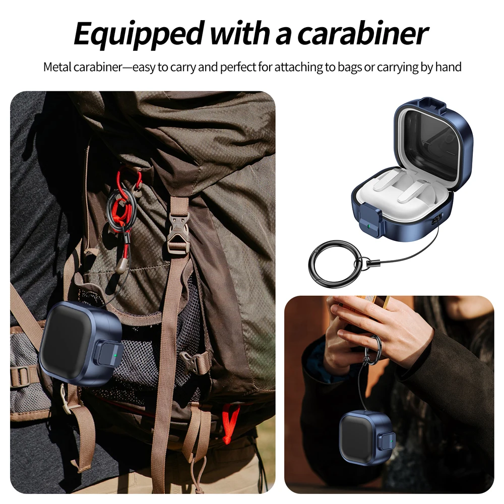 Secure Lock Earphone Case with Keychain for Enhanced Earbud Protection
