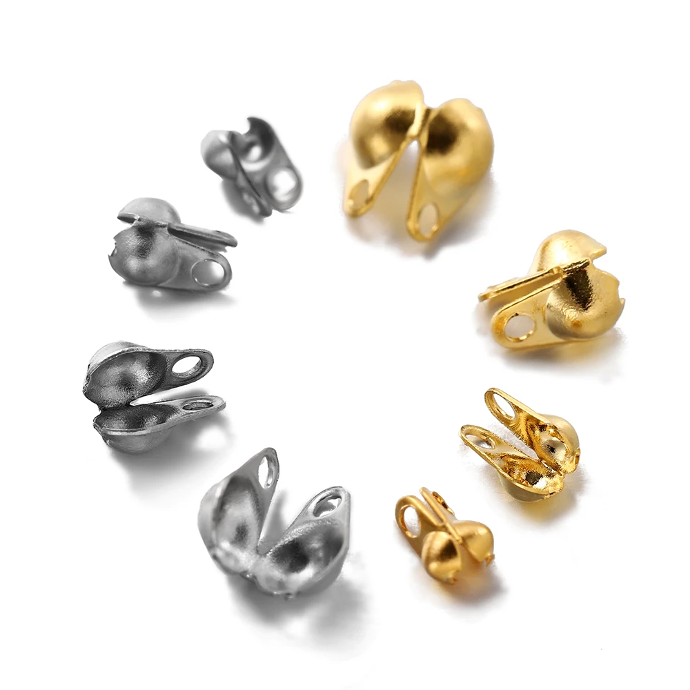 SUNNYCLUE 150 Punte A Conchiglia Per Gioielli In Acciaio Inox - Tappi Calotta Per Collane E Bracciali Fai Da Te - Argento