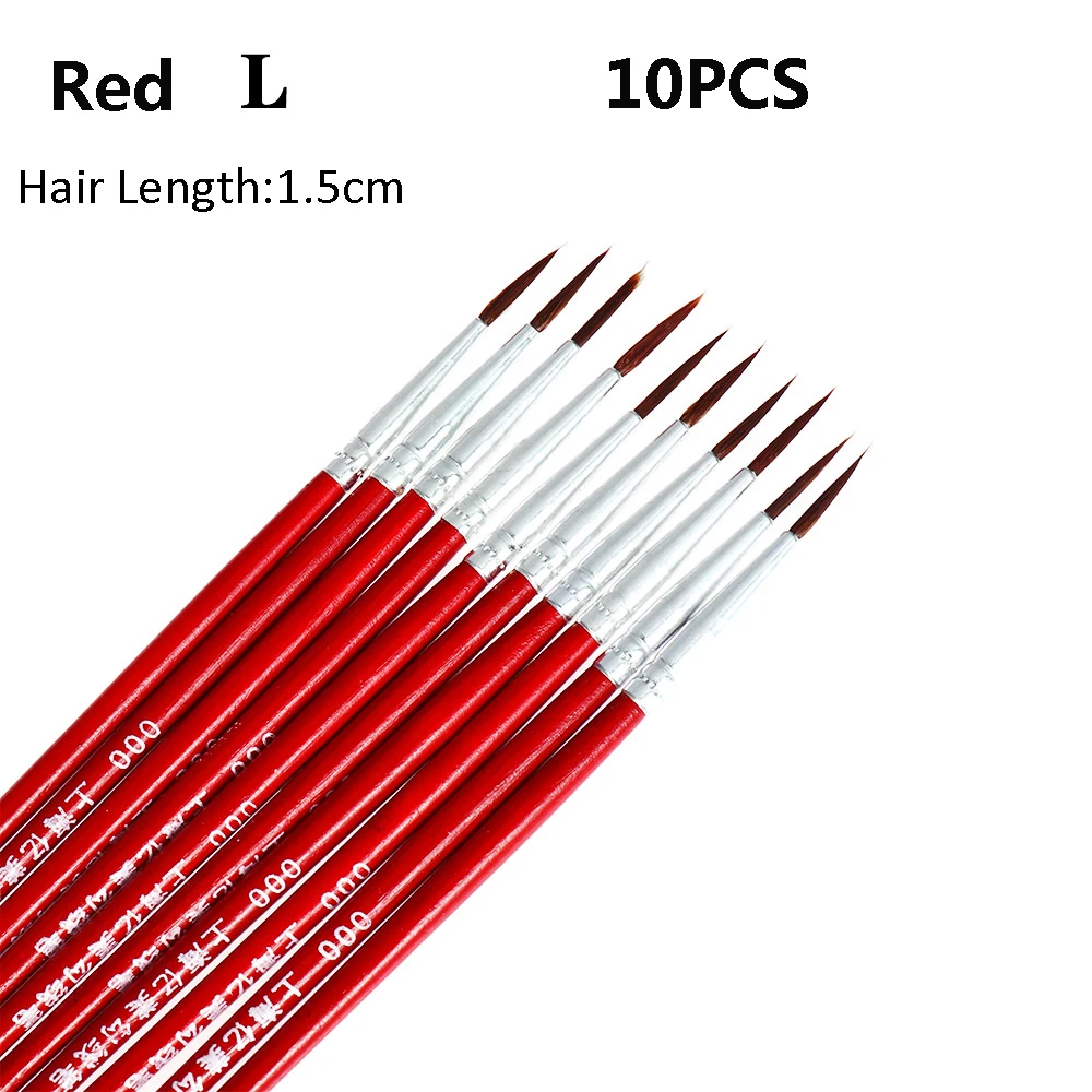 Set of 10 Nylon Fine Point Art Brushes