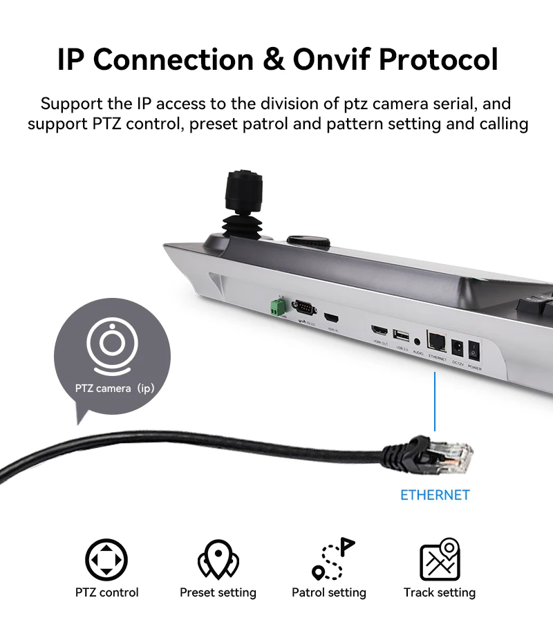 POE ONVIF PTZ 카메라 라이브 스트림용 4D 네트워크 PTZ 키보드 컨트롤러, 산업용 LCD 스크린, IP 조이스틱 컨트롤, 5 인치