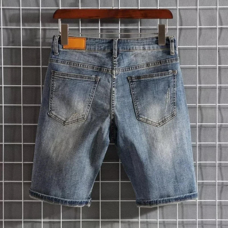 Denim Shorts For Men Loose-fit Straight-leg Casual Summer Thin Mid-length Pants Trendy Branded Men's Trousers denim shorts,summer jeans shorts