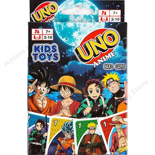 UNO Anime Cartoon One Piece Naruto Dragon Ball Z Demon Slayer Puzzle Cards Games Fanny Familie Poker Board Game Kids Speelgoed 5