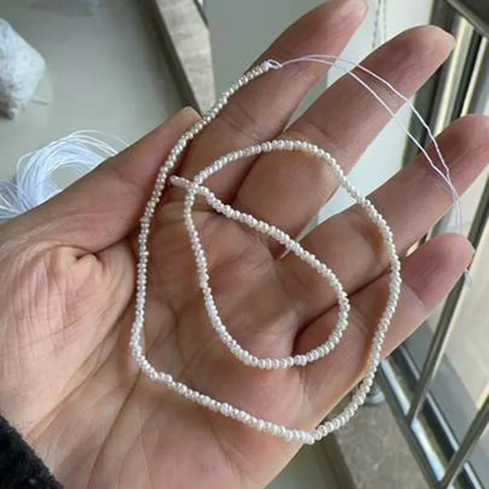 Weiße runde kleine Perlen, 1,8–2 mm, natürliche Süßwasserperlen für Schmuckherstellung, DIY-Halskette, Armband, Zubehör, Geschenk, Weihnachten