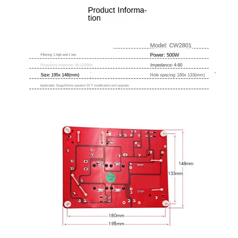 

1 PCS 2-Way Audio Speaker Divider 3200Hz Adjustable High And Low Frequency Divider Hifi High Fidelity Crossover Filter 500W